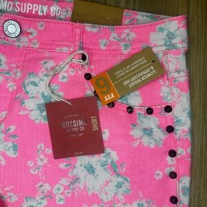 NWT Mossimo Supply Co. Hot Pink Floral Jean Shorts- Size 13 Juniors